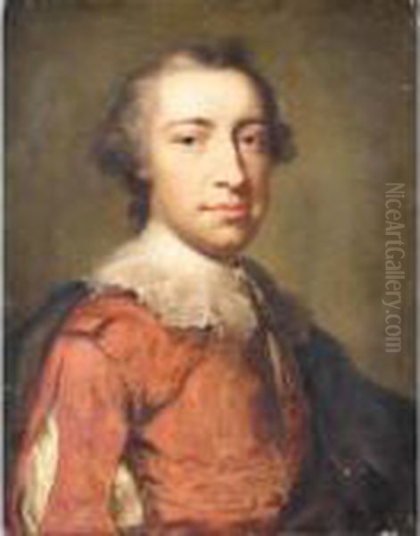 Portrait Of A Gentleman, Half Length, Wearing Red And In 17th Century Costume - view 1
