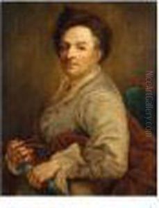 Portrait Of An Artist, Half
Length, In A Grey Coat And A Fur Hat, Possibly A Self Portrait by Anton Raphael Mengs