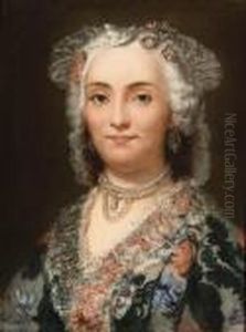 Portrait Of Frau Thiele, Bust-length, Wearing A Lace Cap And Apearl Necklace