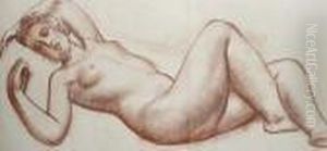Reclining Female Nude by Bernard Meninsky