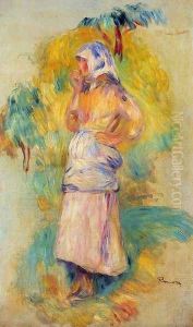 Young Peasant Eating An Apple by Pierre Auguste Renoir
