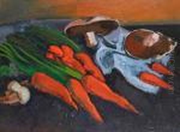 Still Life Study Of Vegetables, Mushrooms Andpeppers - view 1