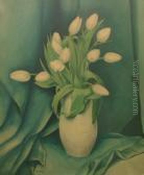 White Tulips In A Jug - view 1