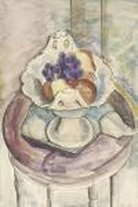 Still Life With Apples, Pears And Grapes by Bernard Meninsky