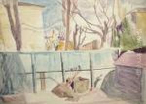 View Of A Back Yard by Bernard Meninsky