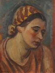 Portrait Of A Lady Wearing A Head Scarf