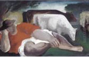 Cowherd Sleeping by Bernard Meninsky