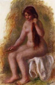 Seated Nude Combing Her Hair by Pierre Auguste Renoir