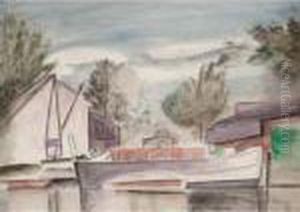 River Barges by Bernard Meninsky
