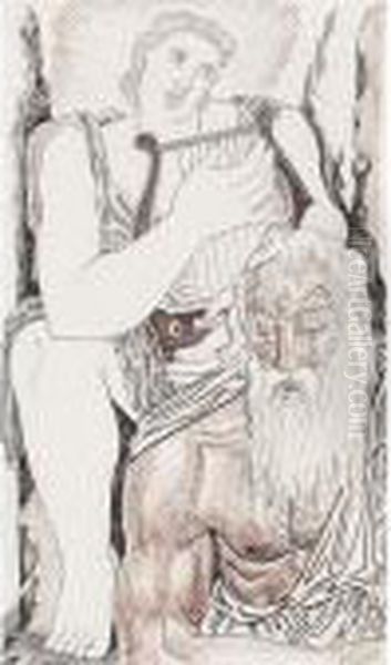 Figure Playing Harp - view 1