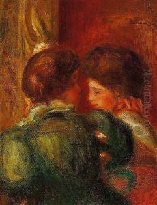 Two Womens Heads Aka The Loge by Pierre Auguste Renoir