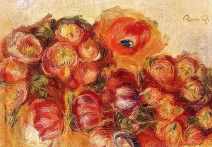 Study Of Flowers Anemones And Tulips by Pierre Auguste Renoir