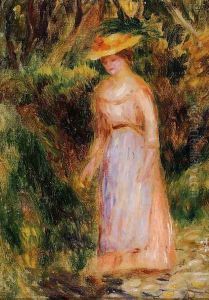 Young Woman Taking A Walk by Pierre Auguste Renoir