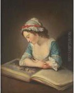 A Girl Reading A Book by Philippe Mercier