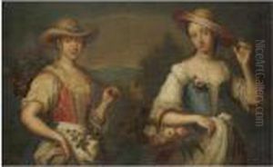 Two Girls Carrying Fruit by Philippe Mercier