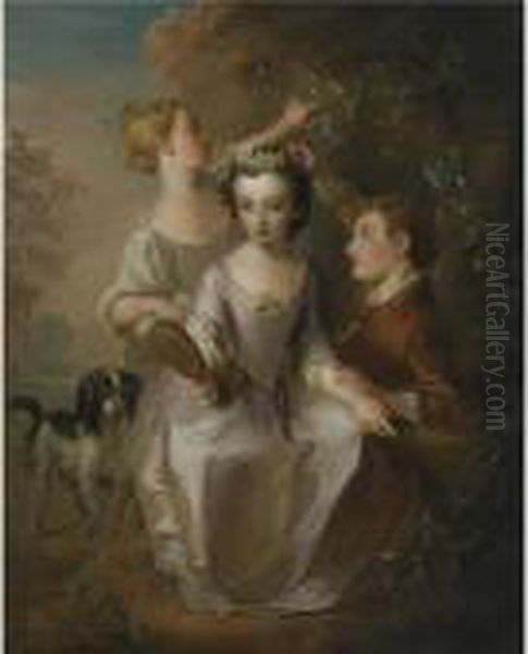 Portrait Of Three Children In A Landscape - view 1