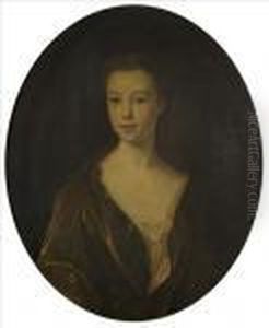 Portrait Of A Young Woman, Half-length, Wearing Brown Satin Dress by Philippe Mercier