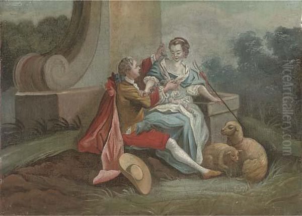 A Gentleman Courting A Shepherdess In A Landscape - view 1