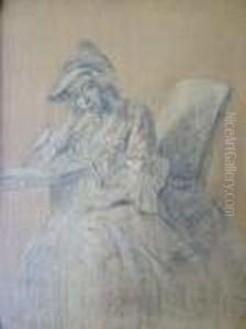 Portrait Of A Lady In 18th 
Century Dress, Seated Three-quarter-length; Pencil On Panel, 39.5x30.5cm