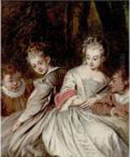 Elegant Couples Conversing In An Interior - view 1