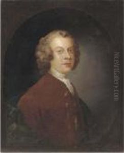 Portrait Of A Gentleman, Half-length, In A Brown Coat And Whitecravat, In A Feigned Oval