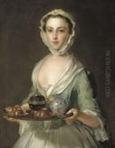 Portrait Of A Young Woman, Possibly Hannah, The Artist's Maid, Holding A Tea Tray - view 1