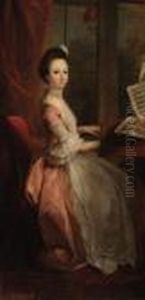 Portrait Of A Girl, Seated At A Harpsicord by Philippe Mercier
