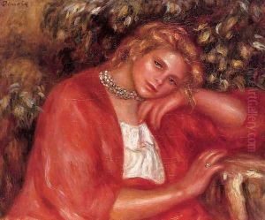 Pensive Young Woman Leaning On Her Elbow by Pierre Auguste Renoir