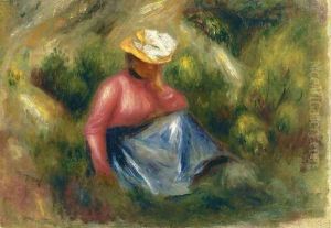 Seated Young Girl With Hat by Pierre Auguste Renoir