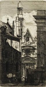 Saint Etienne Du Mont, Paris (deltiel/wright 30) by Charles Meryon