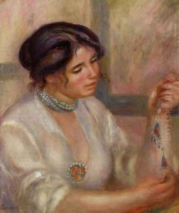 Woman With A Necklace by Pierre Auguste Renoir