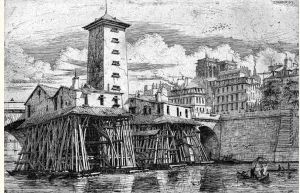 La Pompe Notre-dame. 1852. by Charles Meryon