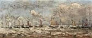 Vissersvloot In De Branding by Hendrik Willem Mesdag