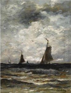 Fishing Vessels At Sea by Hendrik Willem Mesdag