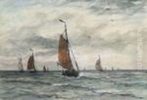 Bomschuiten On Open Sea, Scheveningen by Hendrik Willem Mesdag