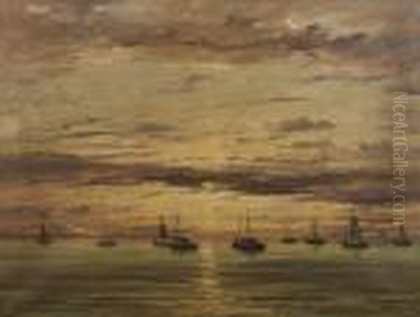 Soleil Couchant Sur Les Bateaux De Peche - view 1