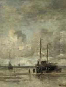 Bomschuiten On The Beach: Unloading The Day's Catch by Hendrik Willem Mesdag