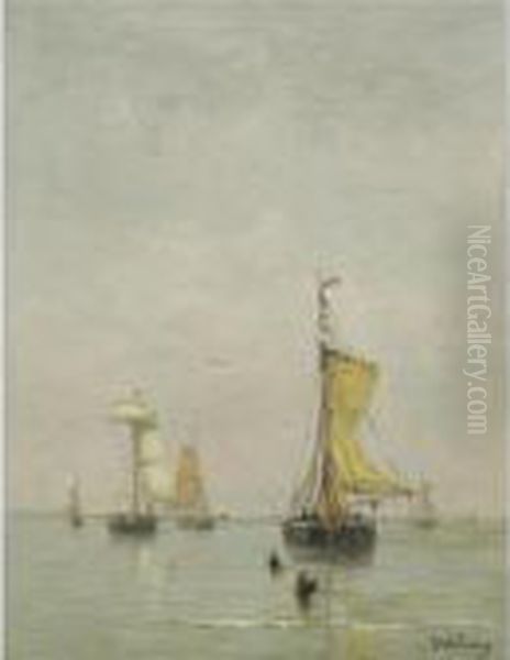Fishing Boats Off The Coast In Calm Weather - view 1