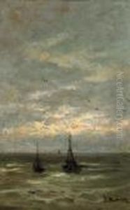 Sunset Over The North Sea by Hendrik Willem Mesdag