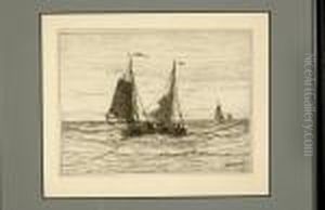 Two Colliding Sailing Boats At Sea by Hendrik Willem Mesdag