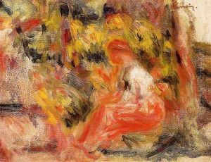Young Girl Seated In A Garden by Pierre Auguste Renoir