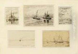 Five Drawings In One Frame by Hendrik Willem Mesdag