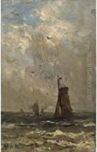 Bomschuiten At Sea by Hendrik Willem Mesdag