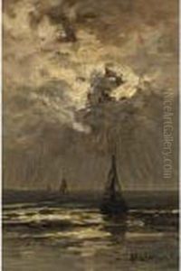 A Calm Sea At Sunset by Hendrik Willem Mesdag