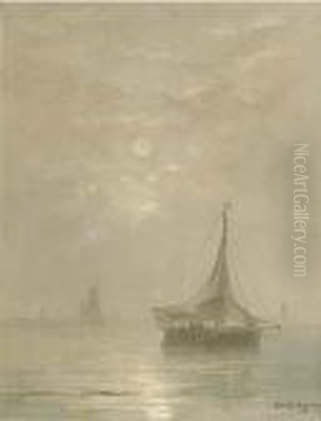 A Calm: Bomschuiten At Sea On A Hazy Afternoon - view 1