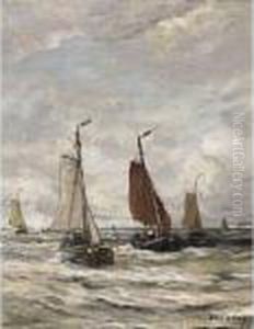 Bomschuiten At Sea by Hendrik Willem Mesdag