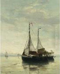 Fishing Boats At Anchor by Hendrik Willem Mesdag