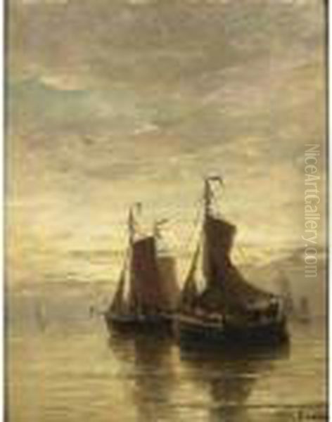 Anchored Fishingboats At Dusk - view 1