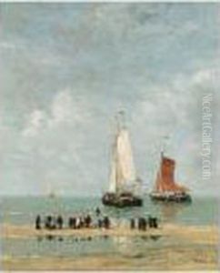 Fisherwomen Watching The Departure Of The Fleet by Hendrik Willem Mesdag