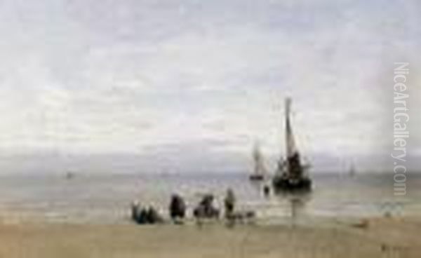 Fisherwomen Standing By The Catch On A Calm Day - view 1